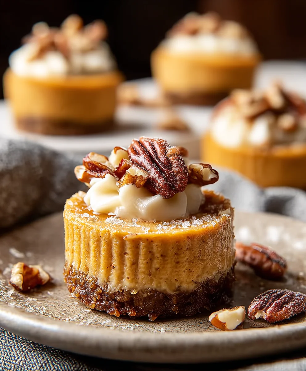 Pumpkin Pecan Mini Cheesecakes Delight