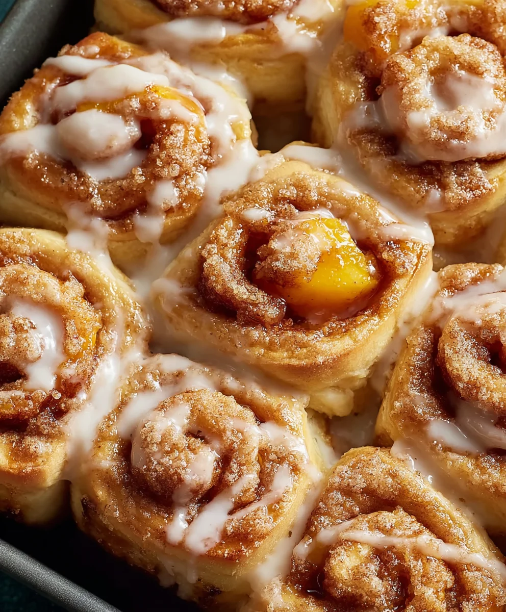 Peach Cobbler Cinnamon Rolls-Sweet & Easy Dessert