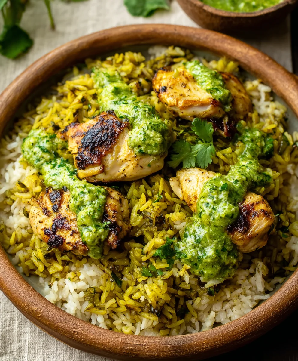 Peruvian Chicken Rice Green Sauce-Best Aji Verde