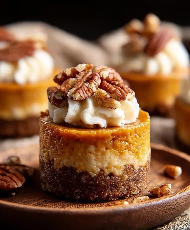 Pumpkin Pecan Mini Cheesecakes