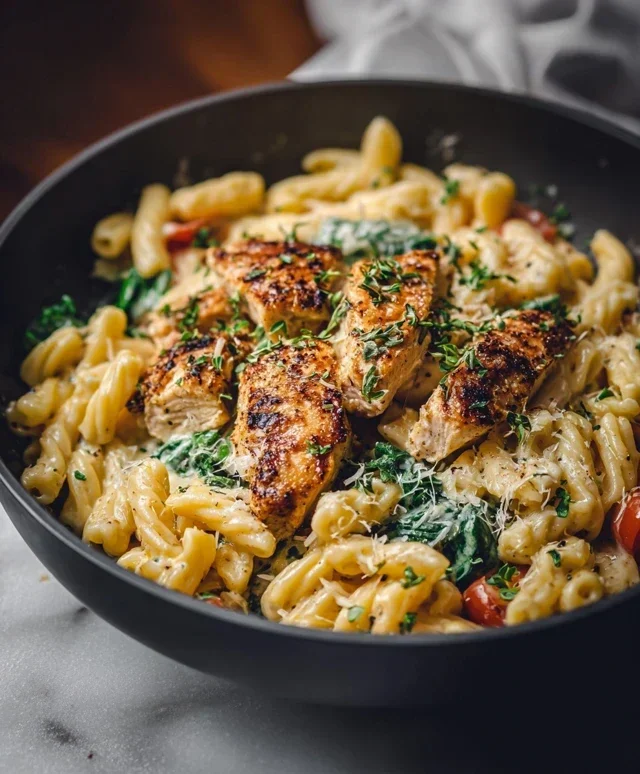 Healthy Garlic Parmesan Chicken Pasta