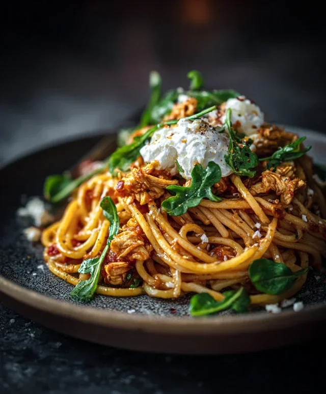 Chicken Spaghetti with Burrata