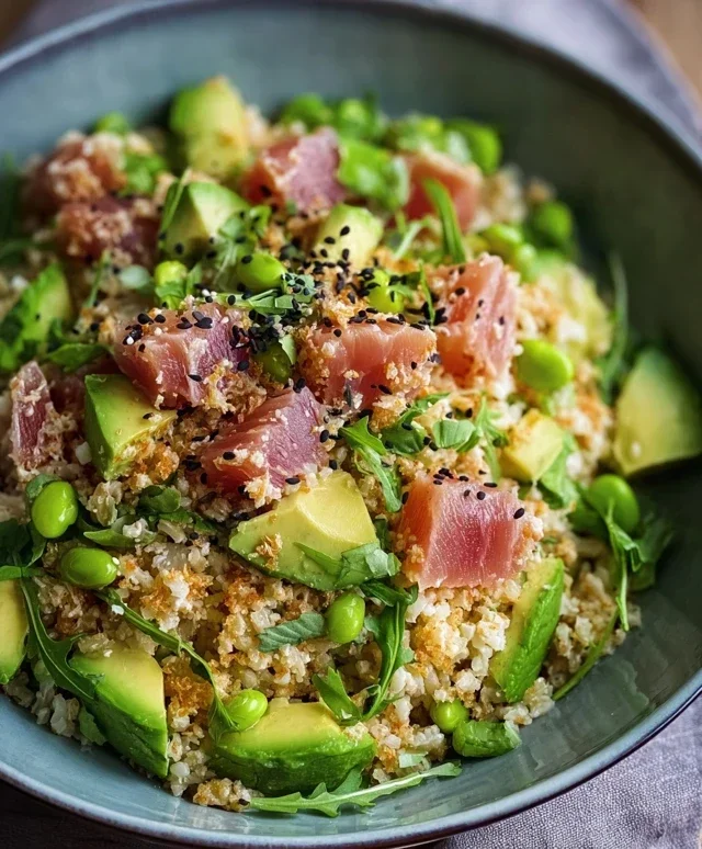 Tuna Avocado Crispy Rice Salad