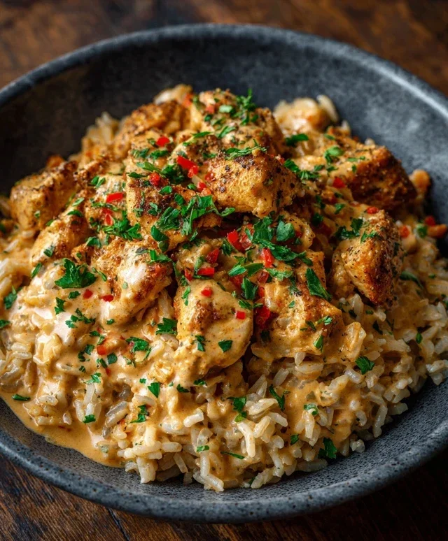 High Protein Creamy Cajun Chicken Rice
